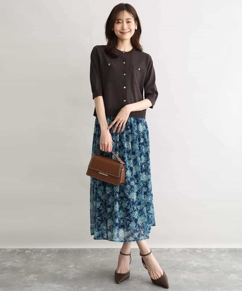 MK MICHEL KLEIN（エムケーミッシェルクラン）の「[UVカット/接触冷感/洗える]コンパクトニットカーディガン（カーディガン/ボレロ・レディース・レッド/ブラウン/ホワイト・38）」の10枚目の写真