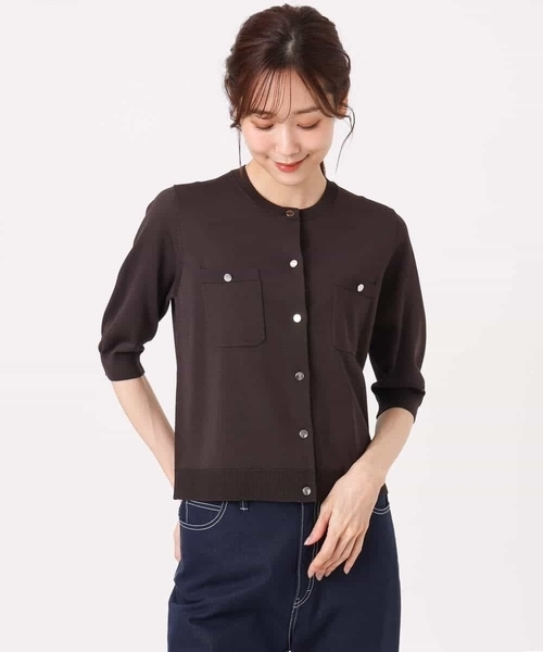 MK MICHEL KLEIN（エムケーミッシェルクラン）の「[UVカット/接触冷感/洗える]コンパクトニットカーディガン（カーディガン/ボレロ・レディース・レッド/ブラウン/ホワイト・38）」の17枚目の写真