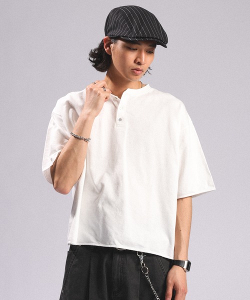 RAGEBLUE(レイジブルー)の「Pigment Henry Neck T-Shirt/ピグメント加工/ヘンリーネックTシャツ(Tシャツ/カットソー・メンズ・グレー/ブラック/ホワイト・LARGE/MEDIUM)」の8枚目の写真