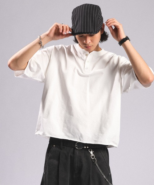 RAGEBLUE(レイジブルー)の「Pigment Henry Neck T-Shirt/ピグメント加工/ヘンリーネックTシャツ(Tシャツ/カットソー・メンズ・グレー/ブラック/ホワイト・LARGE/MEDIUM)」の9枚目の写真