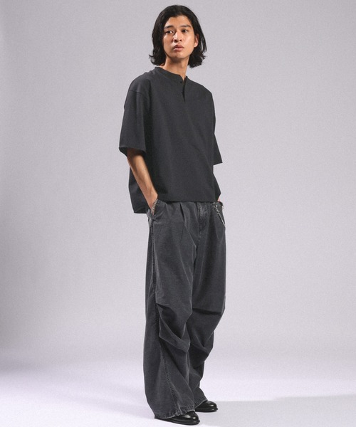 RAGEBLUE(レイジブルー)の「Pigment Henry Neck T-Shirt/ピグメント加工/ヘンリーネックTシャツ(Tシャツ/カットソー・メンズ・グレー/ブラック/ホワイト・LARGE/MEDIUM)」の13枚目の写真