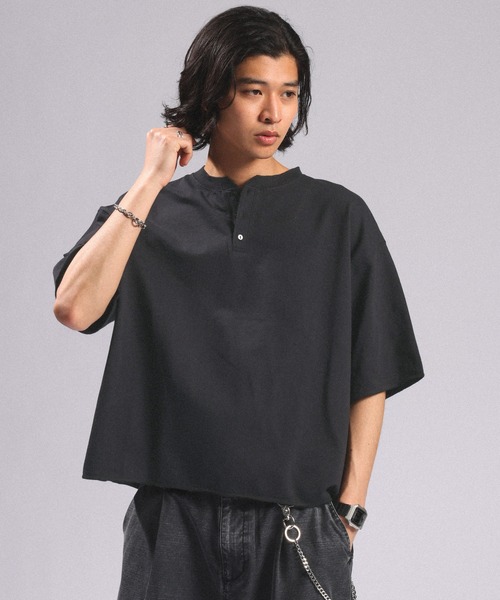 RAGEBLUE(レイジブルー)の「Pigment Henry Neck T-Shirt/ピグメント加工/ヘンリーネックTシャツ(Tシャツ/カットソー・メンズ・グレー/ブラック/ホワイト・LARGE/MEDIUM)」の14枚目の写真