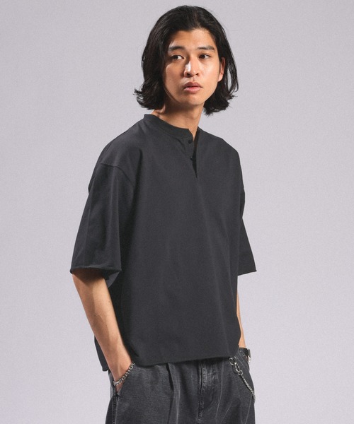 RAGEBLUE(レイジブルー)の「Pigment Henry Neck T-Shirt/ピグメント加工/ヘンリーネックTシャツ(Tシャツ/カットソー・メンズ・グレー/ブラック/ホワイト・LARGE/MEDIUM)」の15枚目の写真