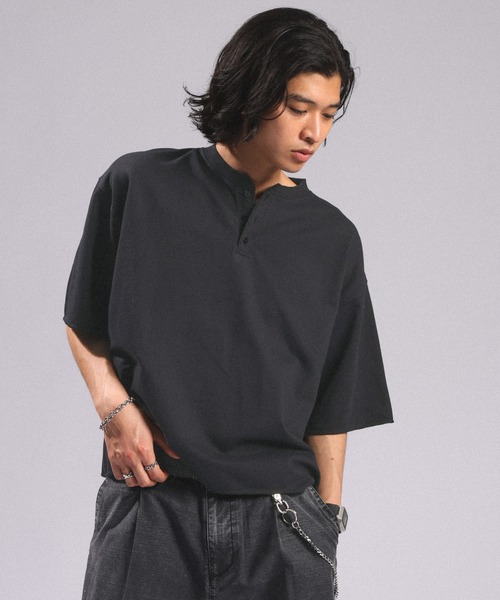 RAGEBLUE(レイジブルー)の「Pigment Henry Neck T-Shirt/ピグメント加工/ヘンリーネックTシャツ(Tシャツ/カットソー・メンズ・グレー/ブラック/ホワイト・LARGE/MEDIUM)」の16枚目の写真