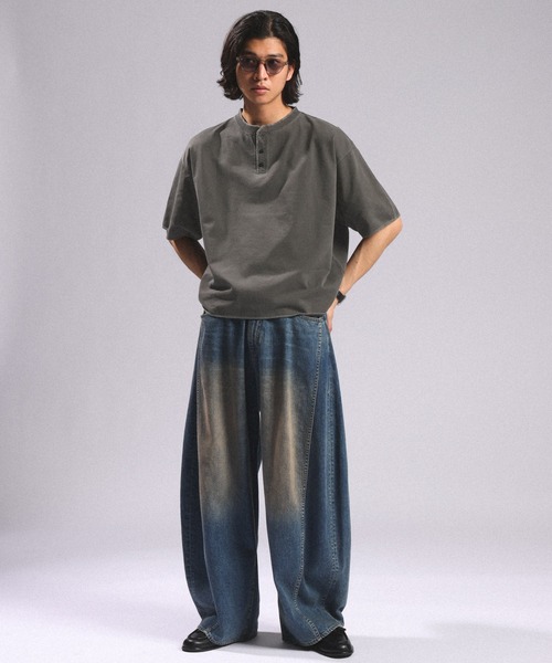 RAGEBLUE(レイジブルー)の「Pigment Henry Neck T-Shirt/ピグメント加工/ヘンリーネックTシャツ(Tシャツ/カットソー・メンズ・グレー/ブラック/ホワイト・LARGE/MEDIUM)」の18枚目の写真