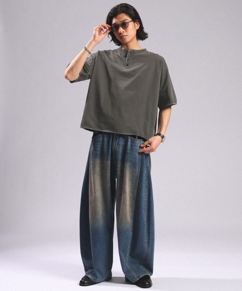 RAGEBLUE(レイジブルー)の「Pigment Henry Neck T-Shirt/ピグメント加工/ヘンリーネックTシャツ(Tシャツ/カットソー・メンズ・グレー/ブラック/ホワイト・LARGE/MEDIUM)」の19枚目の写真