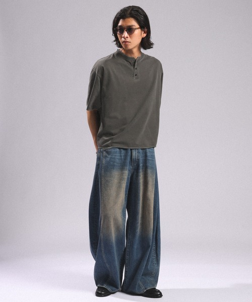 RAGEBLUE(レイジブルー)の「Pigment Henry Neck T-Shirt/ピグメント加工/ヘンリーネックTシャツ(Tシャツ/カットソー・メンズ・グレー/ブラック/ホワイト・LARGE/MEDIUM)」の21枚目の写真