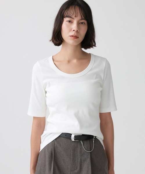 BABYLONE（バビロン）の「フライスT（Tシャツ/カットソー・レディース・ネイビー/ホワイト・フリー）」の2枚目の写真