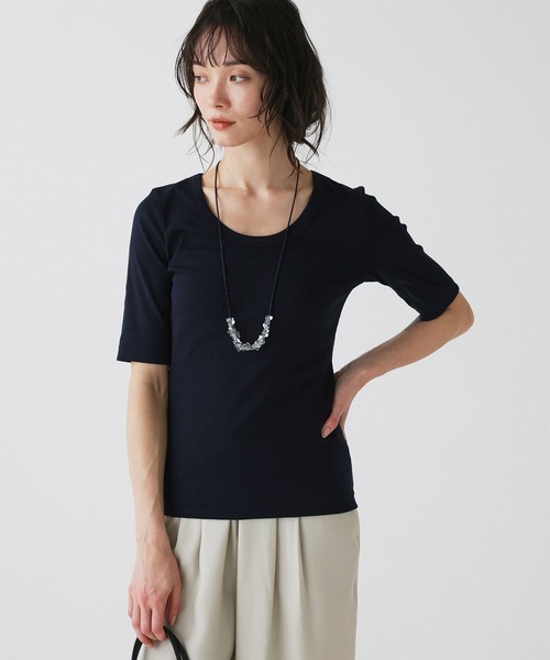 BABYLONE（バビロン）の「フライスT（Tシャツ/カットソー・レディース・ネイビー/ホワイト・フリー）」の10枚目の写真