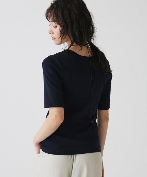 BABYLONE（バビロン）の「フライスT（Tシャツ/カットソー・レディース・ネイビー/ホワイト・フリー）」の13枚目の写真