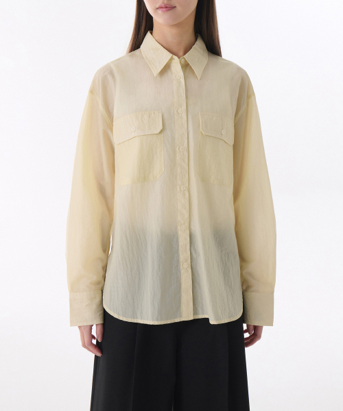 MUSINSA STANDARD WOMAN（ムシンサスタンダードウーマン）の「ウーマンズリラックスダブルポケットシアークリンクルシャツ[バター]（シャツ/ブラウス・レディース・その他・X-SMALL/SMALL/MEDIUM/LARGE）」の2枚目の写真