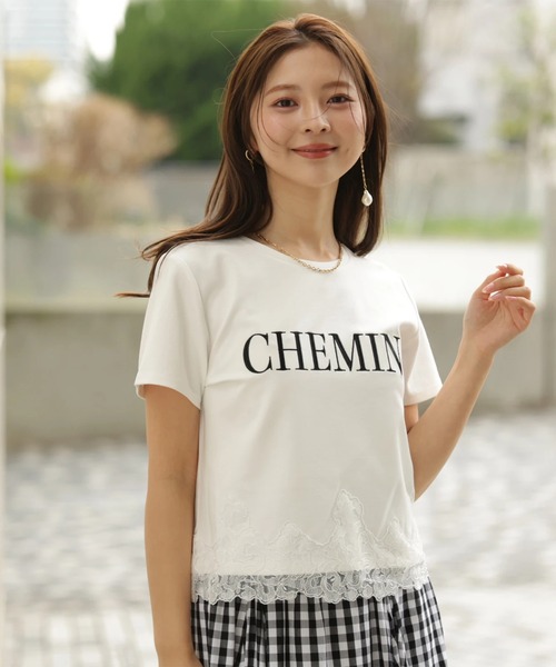 Apuweiser-riche(アプワイザーリッシェ)の「レーストリム刺繍ロゴTシャツ(Tシャツ/カットソー・レディース・ホワイト・2)」の3枚目の写真