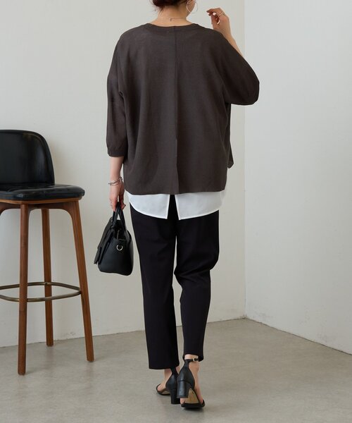 BEARDSLEY(ビアズリー)の「スリムウエストリブパンツ(その他パンツ・レディース・ブラック/ホワイト・0/1)」の12枚目の写真