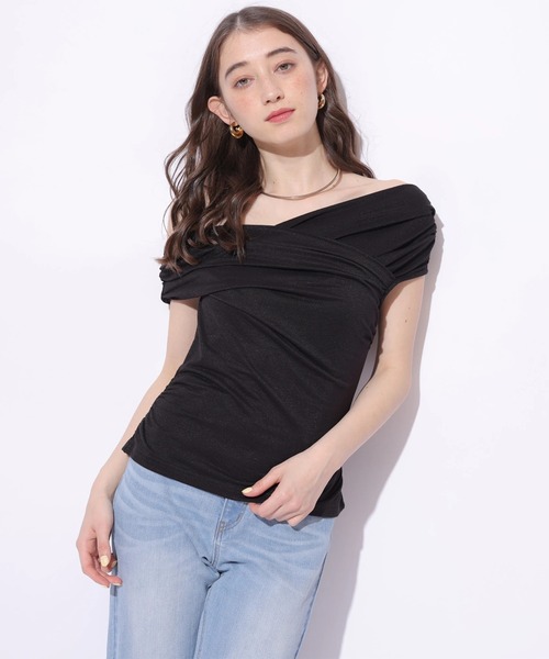 Rirandture（リランドチュール）の「ラメオフショルカットトップス（Tシャツ/カットソー・レディース・ミント/ピンク系その他5/ブラック・2）」の5枚目の写真