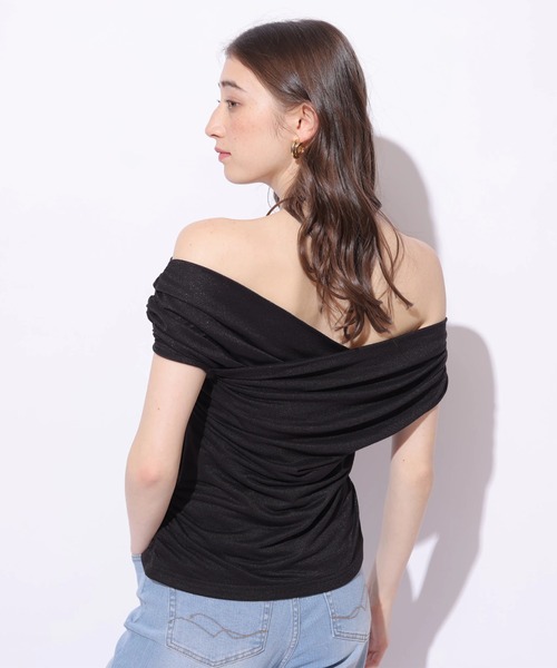 Rirandture（リランドチュール）の「ラメオフショルカットトップス（Tシャツ/カットソー・レディース・ミント/ピンク系その他5/ブラック・2）」の7枚目の写真