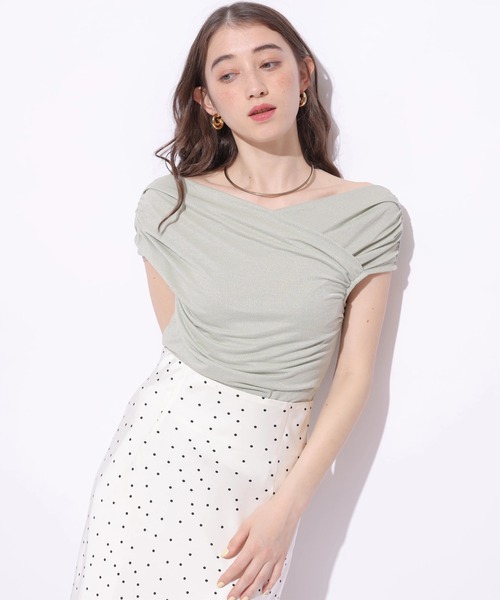 Rirandture（リランドチュール）の「ラメオフショルカットトップス（Tシャツ/カットソー・レディース・ミント/ピンク系その他5/ブラック・2）」の11枚目の写真
