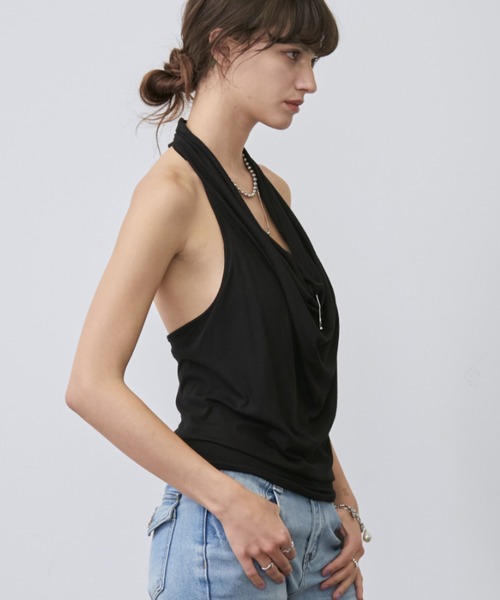 Rohwel（ローウェル）の「Drape Soft Cup-in Halter Top / ドレープソフトカップインホルタートップス（タンクトップ・レディース・ブラック/ホワイト/グレー/ブルー・FREE）」の11枚目の写真