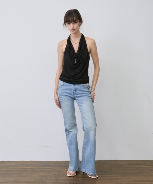 Rohwel（ローウェル）の「Drape Soft Cup-in Halter Top / ドレープソフトカップインホルタートップス（タンクトップ・レディース・ブラック/ホワイト/グレー/ブルー・FREE）」の13枚目の写真