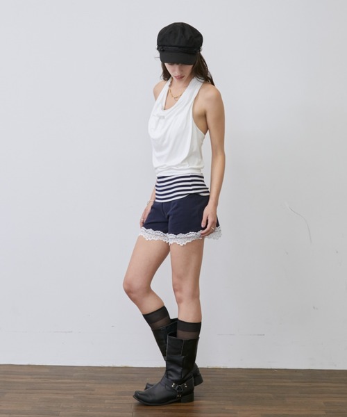 Rohwel（ローウェル）の「Drape Soft Cup-in Halter Top / ドレープソフトカップインホルタートップス（タンクトップ・レディース・ブラック/ホワイト/グレー/ブルー・FREE）」の15枚目の写真