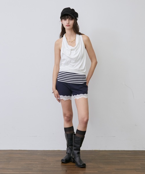 Rohwel（ローウェル）の「Drape Soft Cup-in Halter Top / ドレープソフトカップインホルタートップス（タンクトップ・レディース・ブラック/ホワイト/グレー/ブルー・FREE）」の14枚目の写真