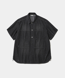 pocket denim s/s shirt 6.5oz black