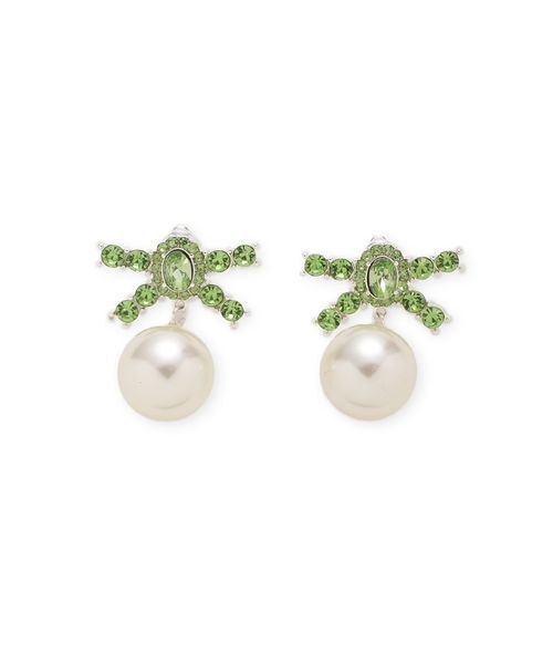 LILY BROWN（リリーブラウン）の「[L.B CANDY STOCK]ビジューリボンパールピアス（ピアス（両耳用）・レディース・シルバー/グリーン/ピンク・F）」の2枚目の写真