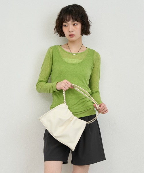 NUJOH(ヌゾ)の「Soft Chain Strap Shoulder Bag / ソフトチェーンストラップショルダーバッグ(ショルダーバッグ・レディース・シルバー/アイボリー/ブラック・FREE)」の13枚目の写真