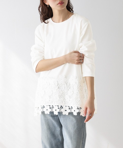 lesperance(レスぺランス)の「レース刺繍プルオーバー(Tシャツ/カットソー・レディース・ホワイト/ブラック・フリー)」の10枚目の写真