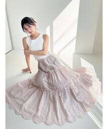 コットンレースティアードスカート
