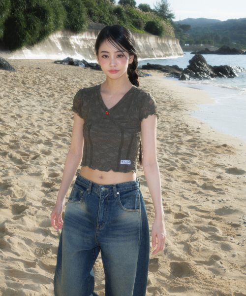 ROSEFRANTZ（ロゼフランツ）の「Rose Lace Slim T-shirt [Khaki]（Tシャツ/カットソー・レディース・カーキ・OS）」の11枚目の写真