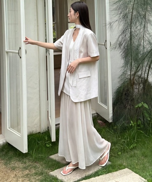 DRESS PLUS(ドレスプラス)の「ショートスリーブジャケット ロングスカート(セットアップ・レディース・ラベンダー/アイボリー/ライトブルー・M/L)」の15枚目の写真