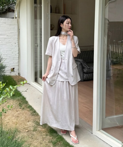 DRESS PLUS(ドレスプラス)の「ショートスリーブジャケット ロングスカート(セットアップ・レディース・ラベンダー/アイボリー/ライトブルー・M/L)」の16枚目の写真
