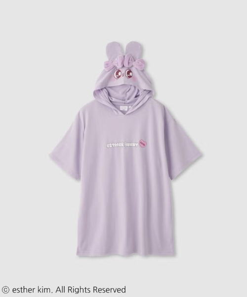 Mac-House(マックハウス)の「Esther Bunny エスターバニー 耳付き 半袖Tパーカー(パーカー・レディース・パープル/ホワイト/ピンク・M/L)」の2枚目の写真