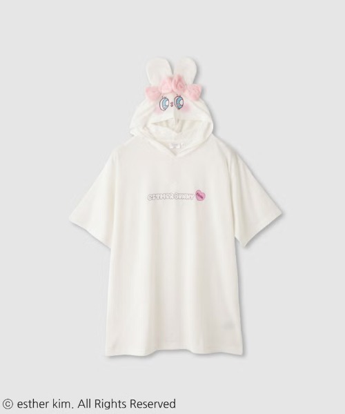 Mac-House(マックハウス)の「Esther Bunny エスターバニー 耳付き 半袖Tパーカー(パーカー・レディース・パープル/ホワイト/ピンク・M/L)」の1枚目の写真