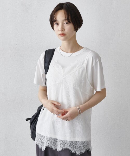 COLONY 2139(コロニートゥーワンスリーナイン)の「【WEB限定】レースキャミ付きTシャツ(Tシャツ/カットソー・レディース・ブラック/オフホワイト・FREE)」の20枚目の写真