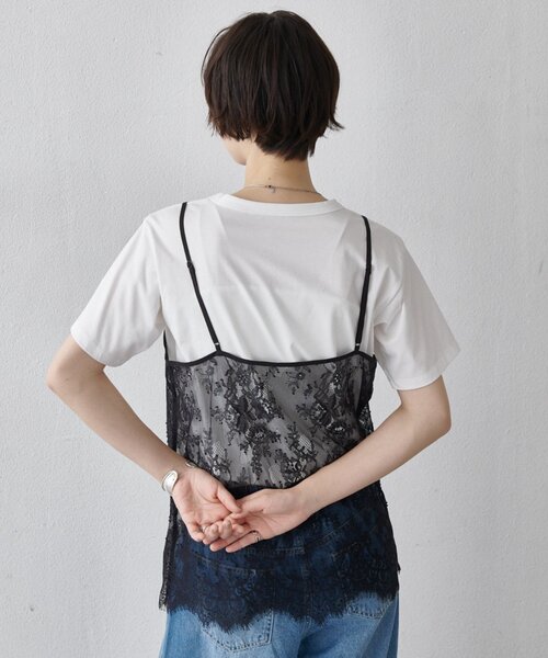 COLONY 2139(コロニートゥーワンスリーナイン)の「【WEB限定】レースキャミ付きTシャツ(Tシャツ/カットソー・レディース・ブラック/オフホワイト・FREE)」の8枚目の写真