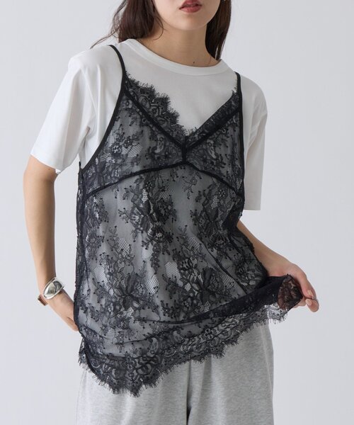COLONY 2139(コロニートゥーワンスリーナイン)の「【WEB限定】レースキャミ付きTシャツ(Tシャツ/カットソー・レディース・ブラック/オフホワイト・FREE)」の10枚目の写真