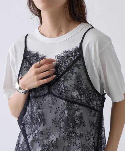 COLONY 2139(コロニートゥーワンスリーナイン)の「【WEB限定】レースキャミ付きTシャツ(Tシャツ/カットソー・レディース・ブラック/オフホワイト・FREE)」の11枚目の写真