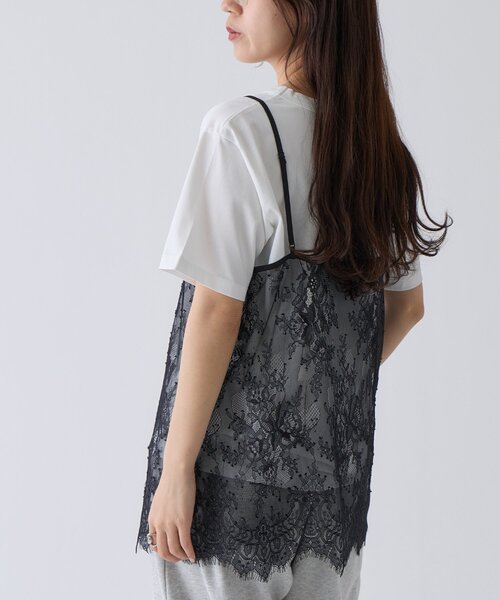 COLONY 2139(コロニートゥーワンスリーナイン)の「【WEB限定】レースキャミ付きTシャツ(Tシャツ/カットソー・レディース・ブラック/オフホワイト・FREE)」の16枚目の写真