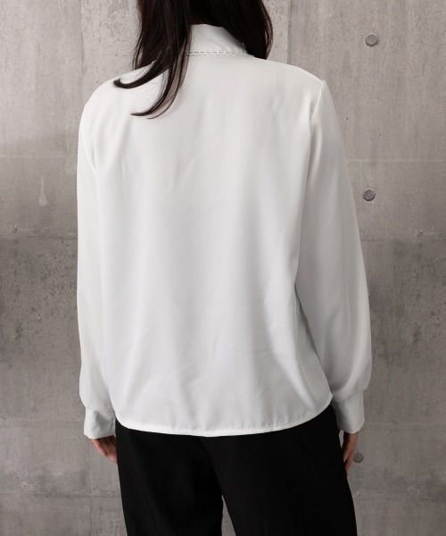 Miniministore(ミニミニストア)の「リボンタイブラウス ボウタイシャツ 長袖(シャツ/ブラウス・レディース・ブルー/ホワイト・FREE)」の11枚目の写真