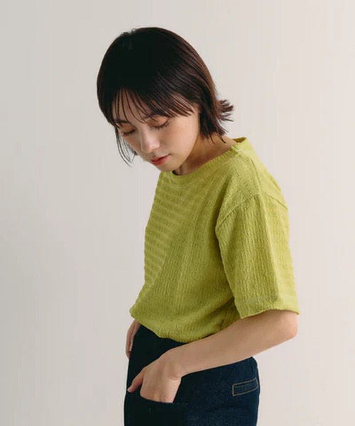 merrylatte(メリーラテ)の「リンクルクルーネックカットソー【IROHANI】(Tシャツ/カットソー・レディース・ホワイト/グリーン・FREE)」の18枚目の写真