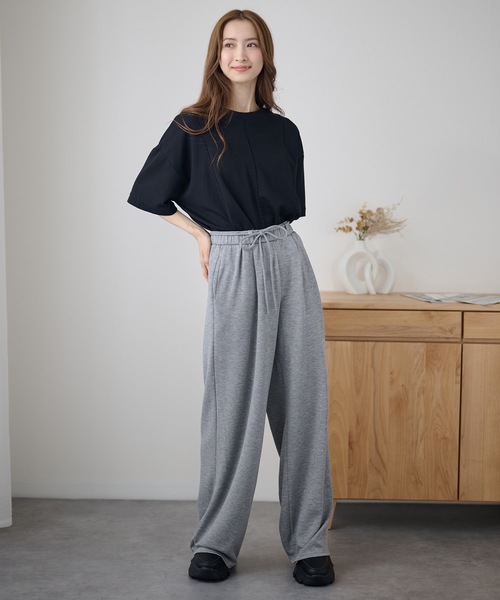 DAYRA(デイラ)の「ウエスト リボン タック スウェット パンツ(スウェットパンツ・レディース・ダークグレー/ネイビー/ブラック・L/M)」の9枚目の写真