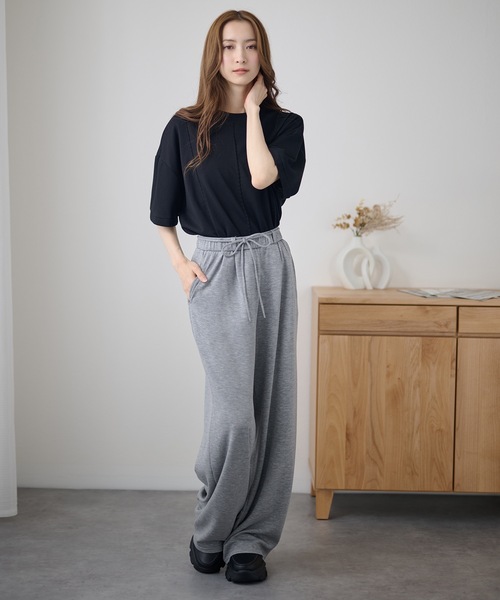 DAYRA(デイラ)の「ウエスト リボン タック スウェット パンツ(スウェットパンツ・レディース・ダークグレー/ネイビー/ブラック・L/M)」の12枚目の写真