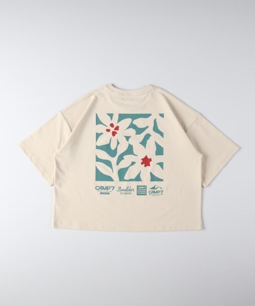 CAMP7（キャンプセブン）の「CAMP7(キャンプ7)フラワープリントショートＴシャツ（Tシャツ/カットソー・レディース・ダークグレー/ホワイト/ライトベージュ・S/M/L）」の7枚目の写真