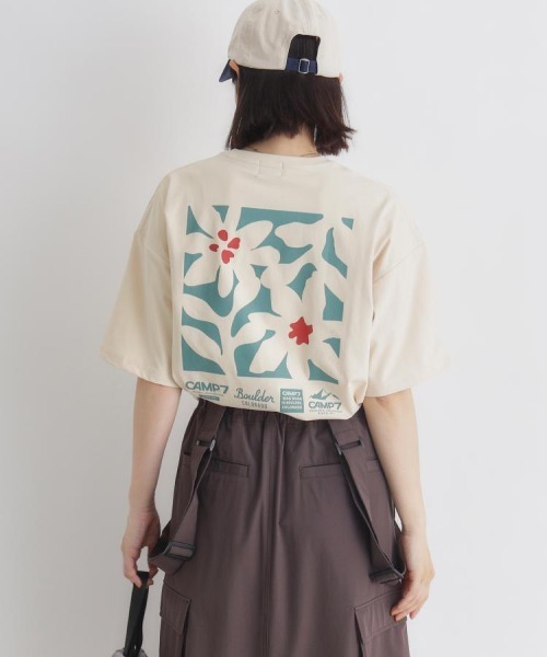 CAMP7（キャンプセブン）の「CAMP7(キャンプ7)フラワープリントショートＴシャツ（Tシャツ/カットソー・レディース・ダークグレー/ホワイト/ライトベージュ・S/M/L）」の12枚目の写真