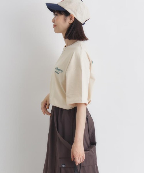 CAMP7（キャンプセブン）の「CAMP7(キャンプ7)フラワープリントショートＴシャツ（Tシャツ/カットソー・レディース・ダークグレー/ホワイト/ライトベージュ・S/M/L）」の13枚目の写真