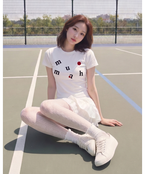 muahmuah(ムーアムーア)の「ロゴフラワー刺繍半袖Tシャツ(Tシャツ/カットソー・レディース・ホワイト・FREE)」の20枚目の写真