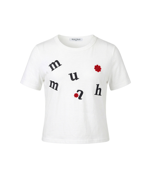 muahmuah(ムーアムーア)の「ロゴフラワー刺繍半袖Tシャツ(Tシャツ/カットソー・レディース・ホワイト・FREE)」の10枚目の写真