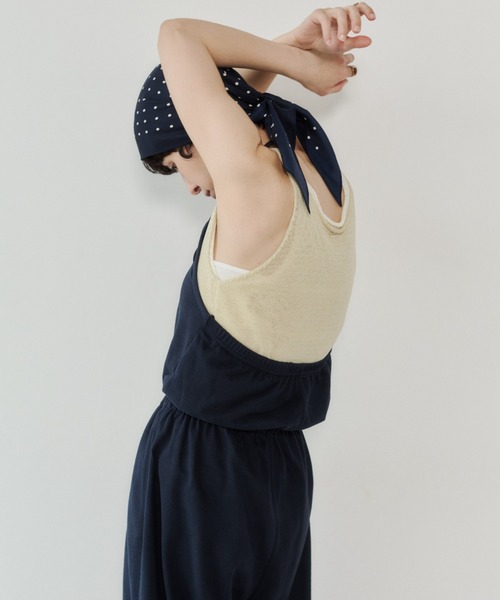 VION（ヴィオン）の「ホルターネックスウェットオールインワン / Halter Neck Sweat All-in-One（つなぎ/オールインワン・レディース・ネイビー/アイボリー・S/M）」の14枚目の写真