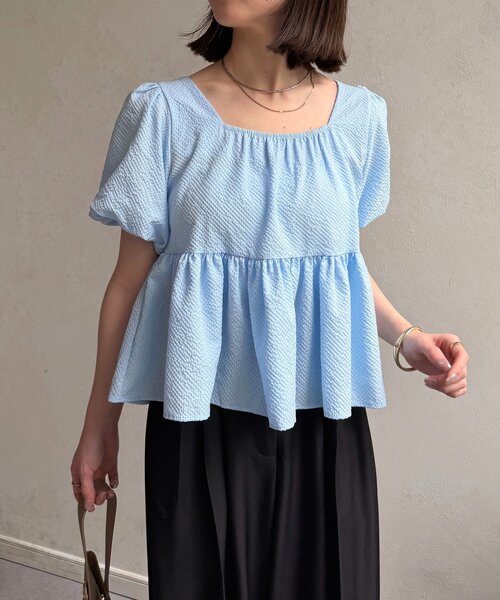 Thevon(ゼボン)の「スクエアネックバックリボンペプラムブラウス(シャツ/ブラウス・レディース・サックスブルー/ブラック/オフホワイト・FREE)」の20枚目の写真